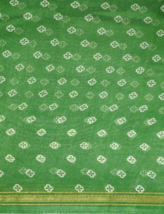 Shades Of Parrot Green Floral Design Semi Chanderi Saree By Gayathri Reddy Designer Studio | Swadesiicart