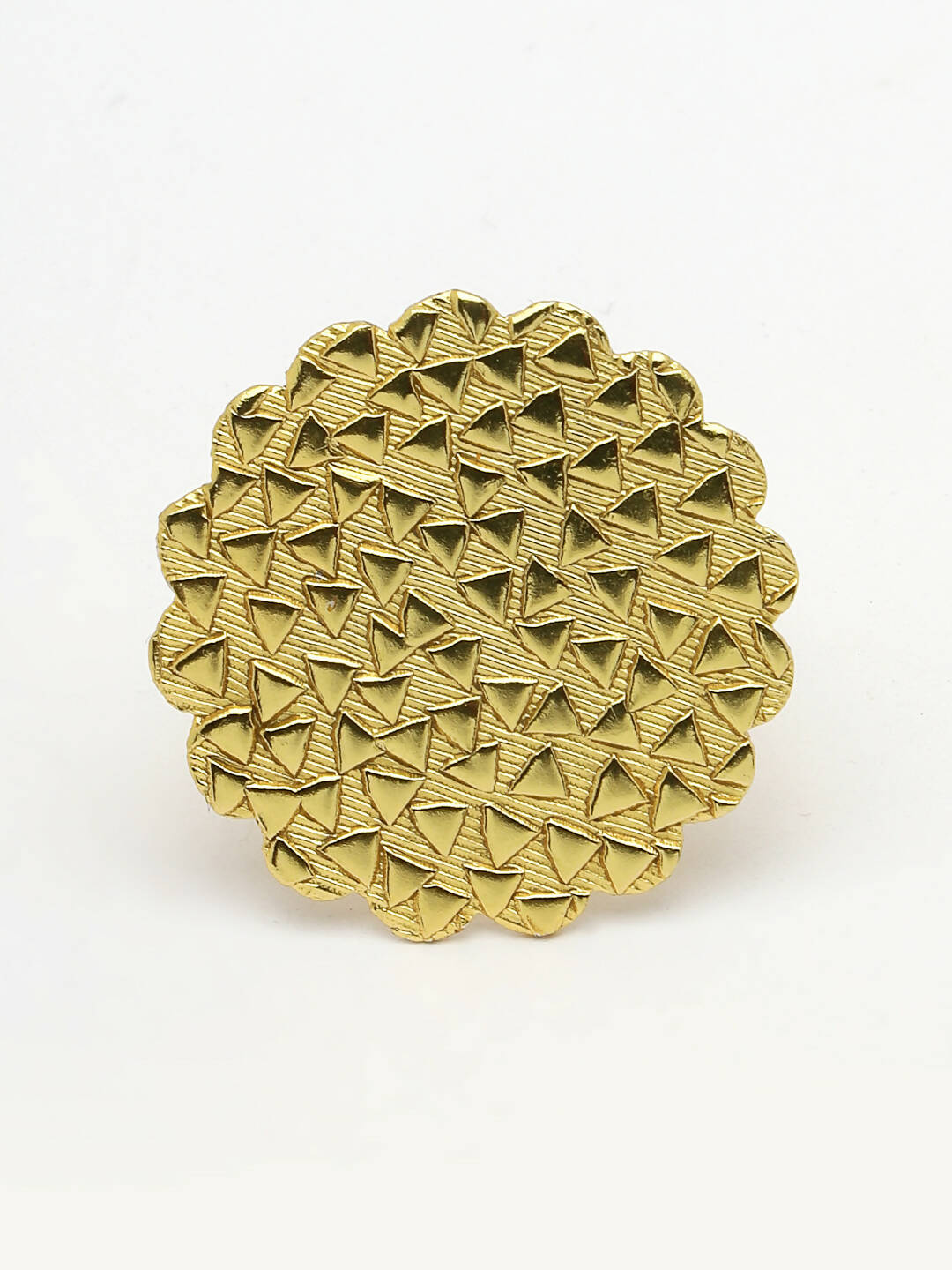 NVR Women Gold-Polished Circular Adjustable Finger Ring | Swadesiicart