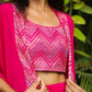 Janasya Pink Georgette Embroidered Top Bottom Cape | Swadesiicart