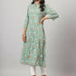 Juniper Women's Green Printed A-Line Kurta | Swadesiicart