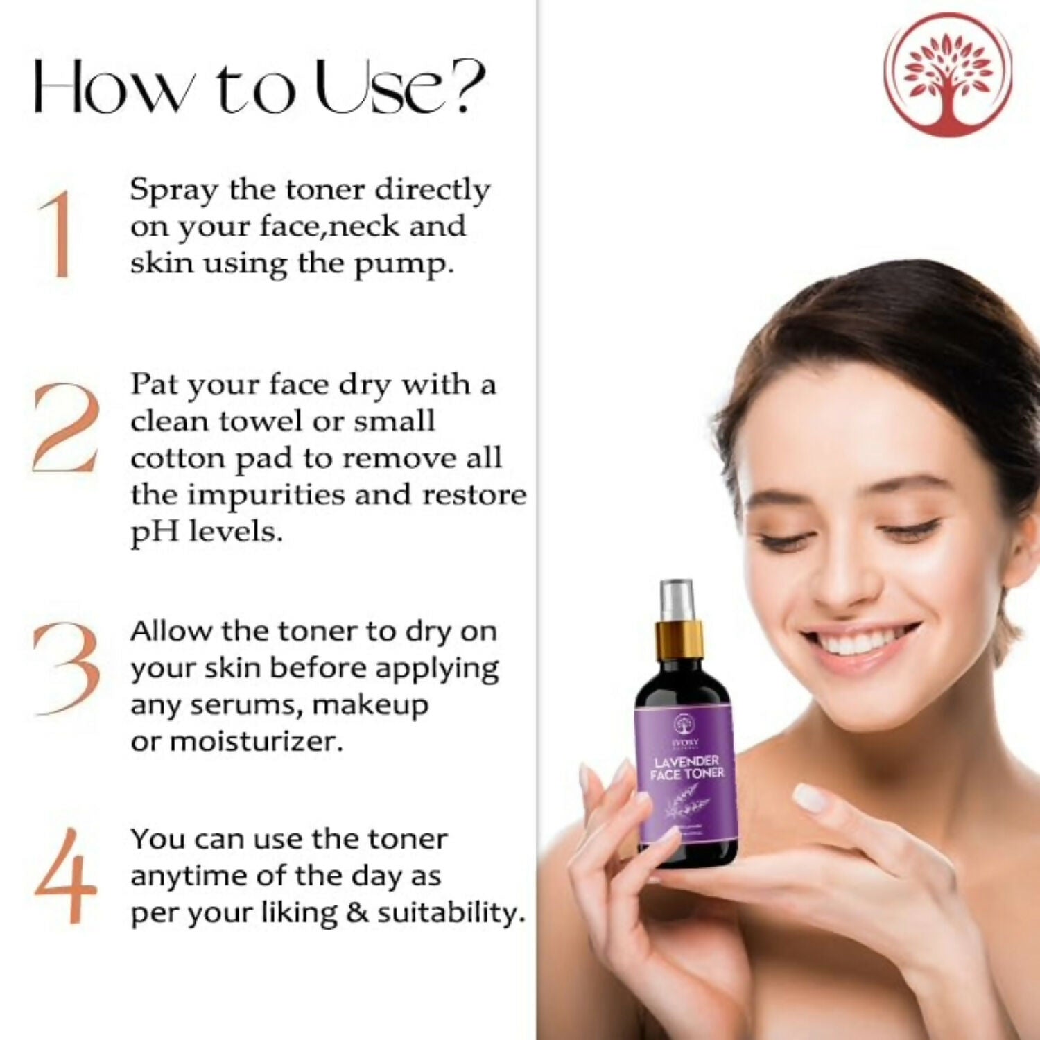 Ivory Natural Lavender Facial Toner For Acne, Even Skin Tone | Swadesiicart