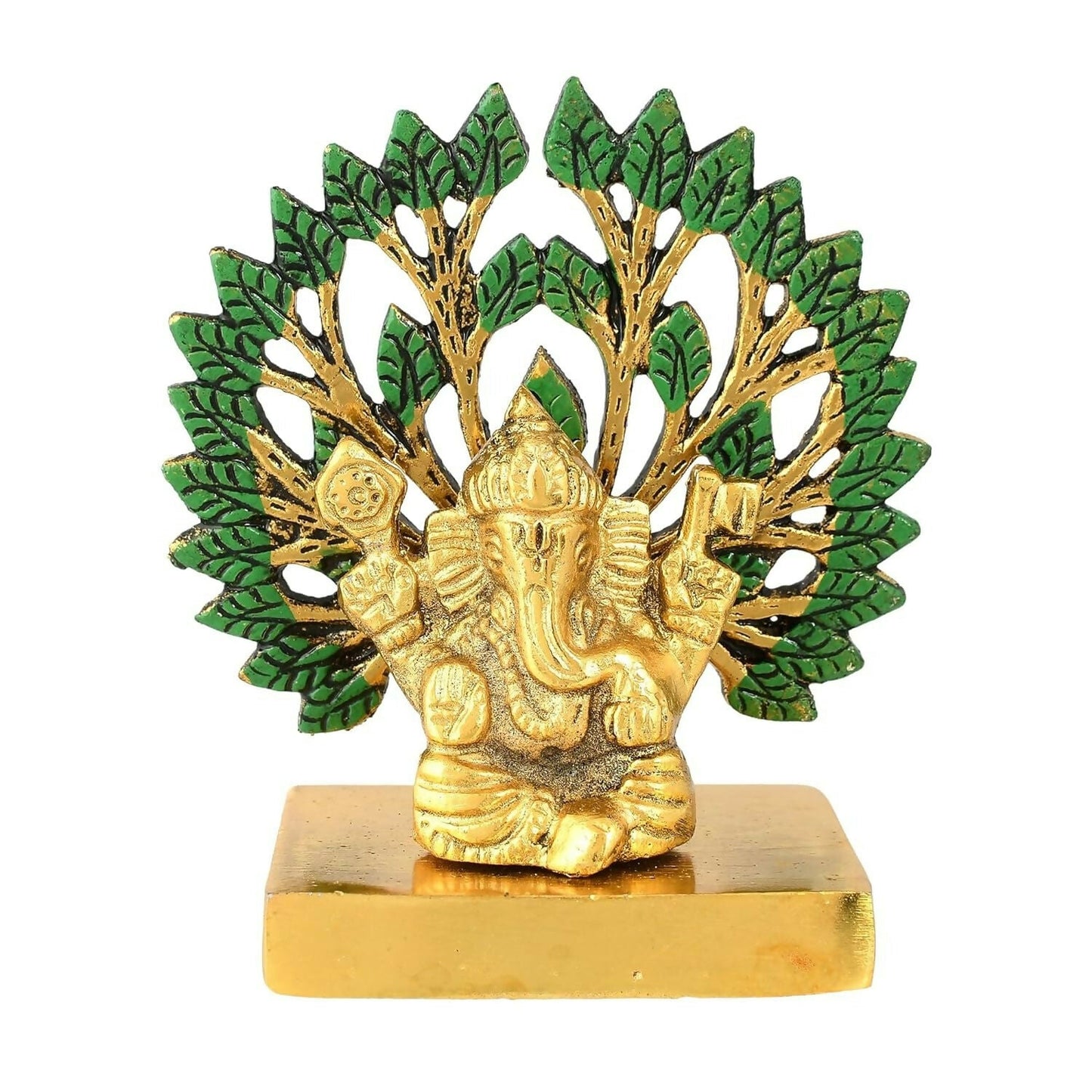 CraftVatika Metal Ganesha Idol Under Tree - Swadesiicart