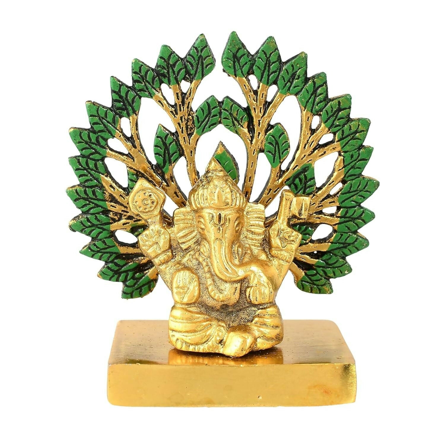 CraftVatika Metal Ganesha Idol Under Tree - Swadesiicart