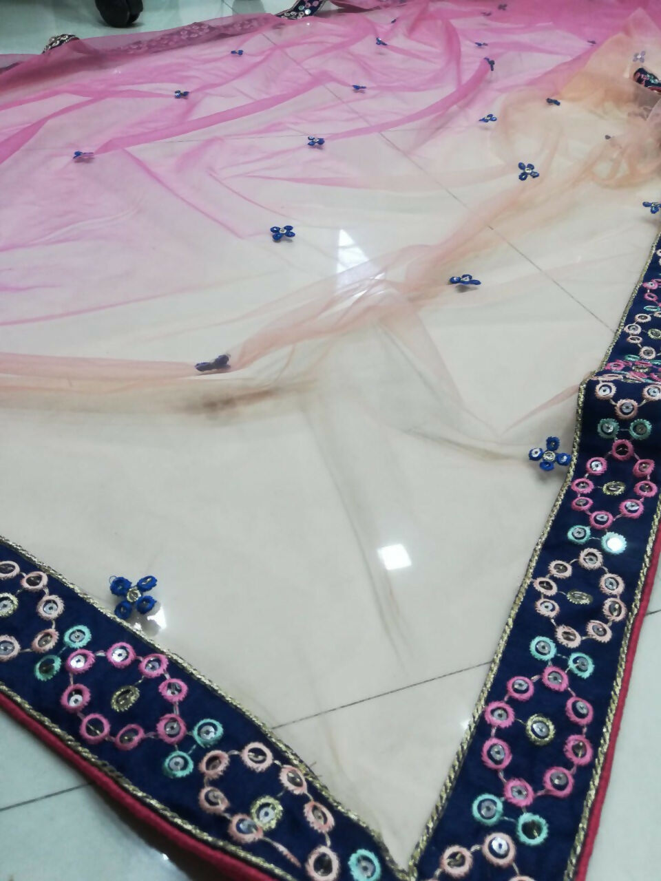 Jyoti Fashion Gorgeous Blue Sequins with Thread & Zari Embroidery Chinon Lehenga Choli with Dupatta | Swadesiicart