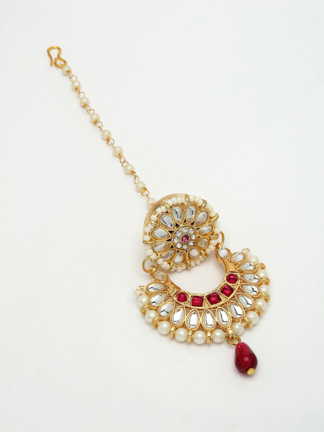 NVR Women's Gold-Polished CZ Stone-Studded Maang Tikka - Swadesiicart