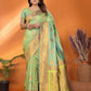 Joban Fashion Banarasi Light Green Woven Soft Silk Saree | Swadesiicart