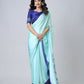 Vastranavya Sky Blue Mandala Print Free Hand Ready to Wear Saree | Swadesiicart