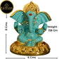 Tamas Gold-Polished Gaj Karna Ganesh Idol Flora Blue & Gold Color - Swadesiicart