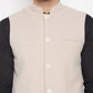 Even Apparels Cream Merino Men Woven Nehru Jacket | Swadesiicart