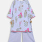 Ahalyaa Blue Crepe Printed Kids Kurta Palazzo Set For Girls | Swadesiicart
