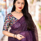 Purple Linen Sequence Saree with Unstitched Blouse - Hiral Fashion | Swadesiicart