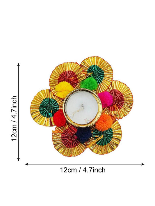 Tied Ribbons Multi Set of 6 Diwali Decoartion Flower Tealight Candle Holder | Swadesiicart