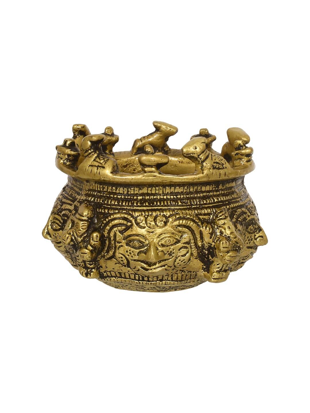eCraftIndia Gold-Toned Handcrafted Brass Auspicious Nandi Kalash for Religious Offerings | Swadesiicart