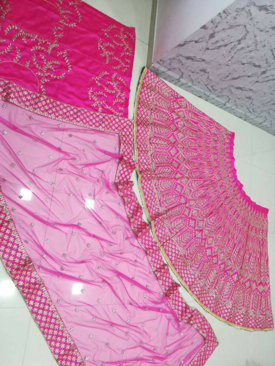 Jyoti Fashion Glamorous Rani Pink Chapat Zari and Dori Embroidered Malai Satin Silk Lehenga Choli with Dupatta | Swadesiicart