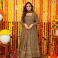 Jyoti Fashion Women's Brown Faux Georgette Zari Embroidery with Sequence Anarkali Dress with Dupatta | Swadesiicart