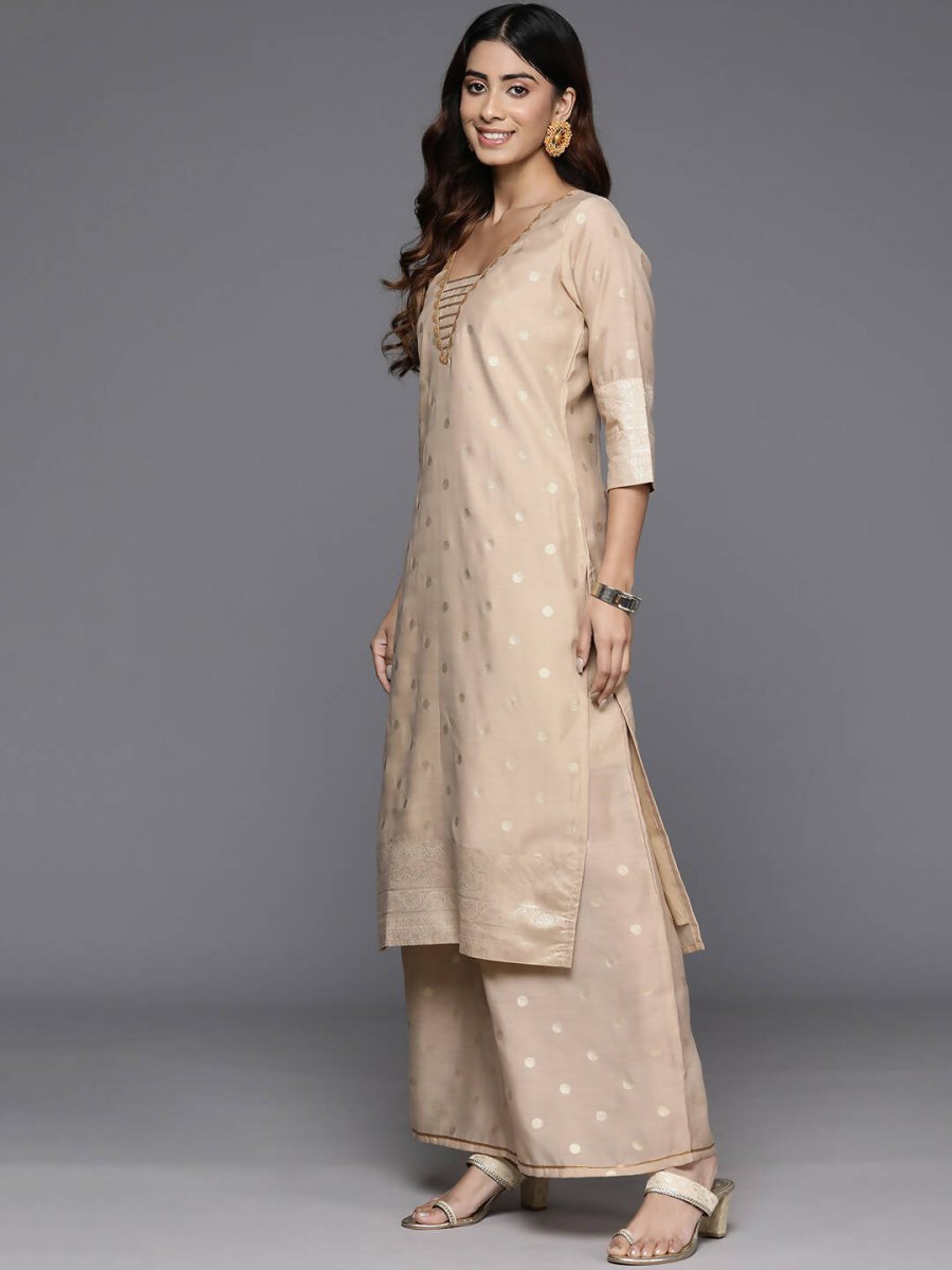 Ahalyaa Women's Traditional wear Kurta Set - Tan | Swadesiicart