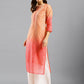 Peach Chinon Digital Printed With Hand Work Kurta - Himanshi - Swadesiicart