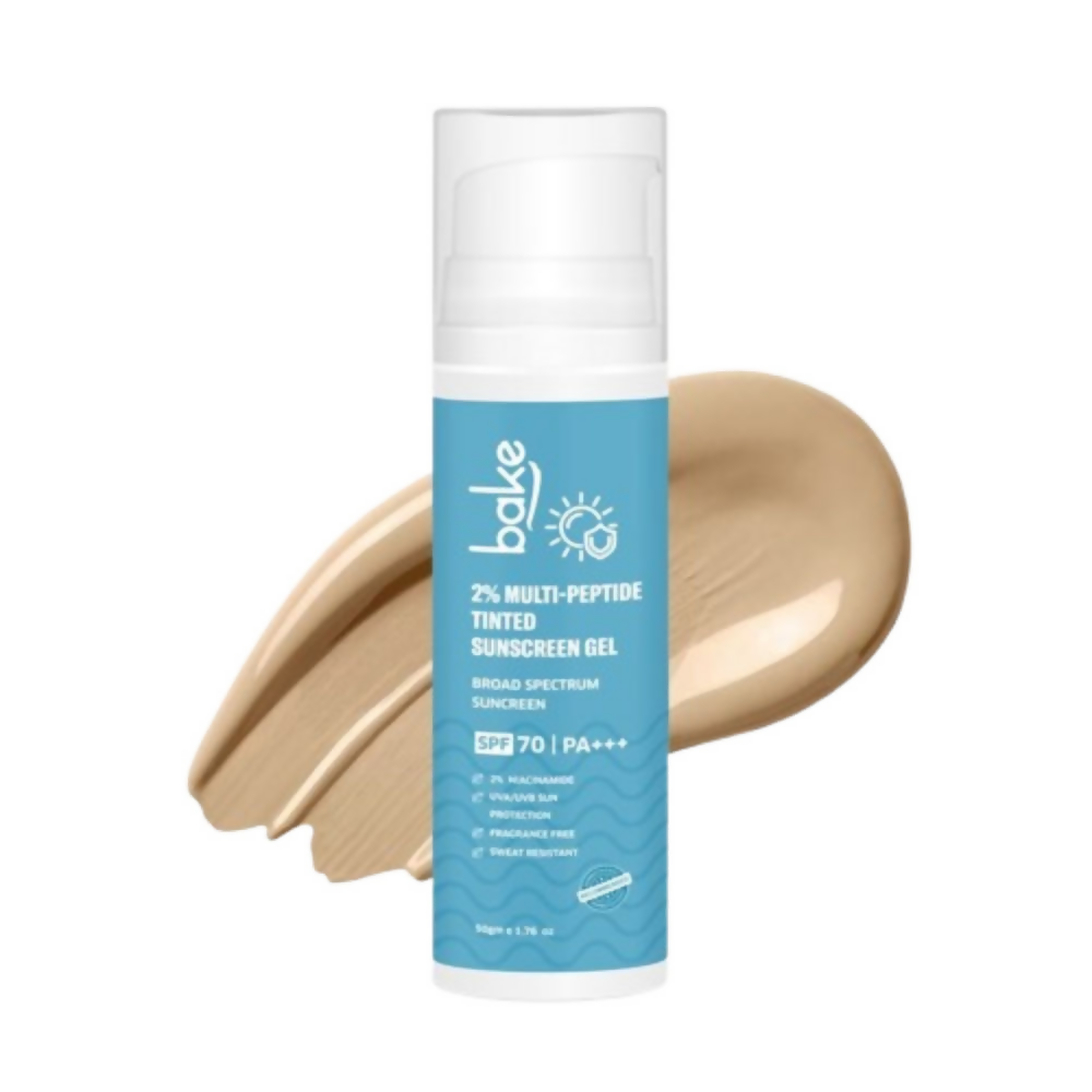 Bake 2% Multi Peptide Tinted Sunscreen Gel SPF 70 PA+++ | Swadesiicart