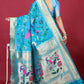 Jyoti Fashion Women's Sky Blue Paithani Silk Zari Woven Saree with Blouse | Swadesiicart
