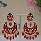 Red Gold-Polished Brass & Pearl Dangle Women Earrings| Hand Painted Meenakari Chandbali Traditional Ethnic Wear Earrings By House of Ree - Swadesiicart