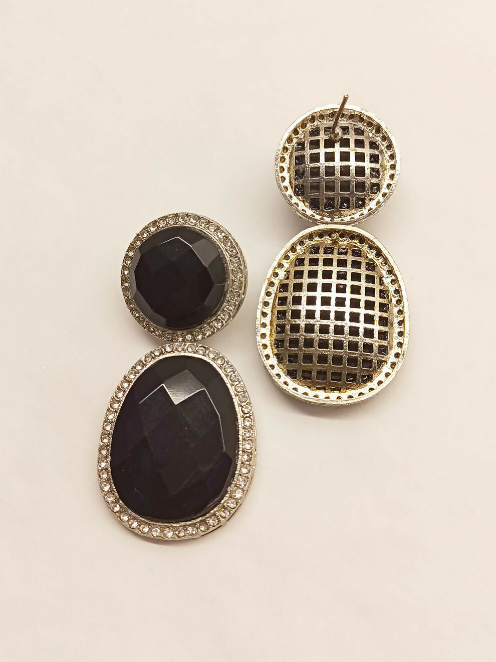Black Smart Dangler Earrings With Rhino Stone Border| Earring For Women And Girls By House of Ree - Swadesiicart