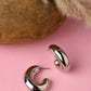 NVR Women Silver-Plated Circular-Shaped Half Hoop Earrings | Swadesiicart