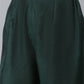 Ahalyaa Dark Green Chanderi Solid Kurta With Palazzo And Dupatta Set | Swadesiicart