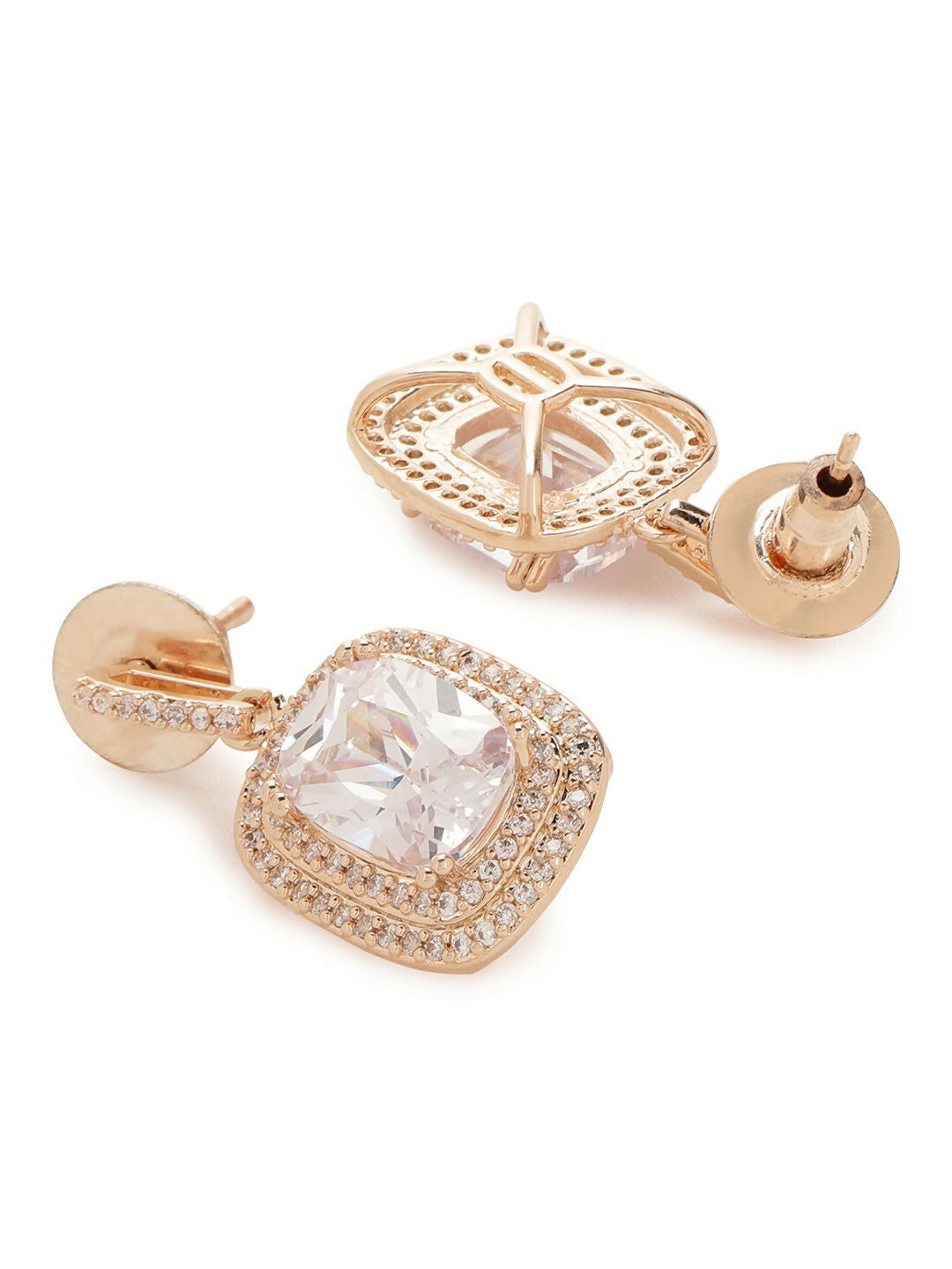Rose Gold Earrings- Ruby Raang | Swadesiicart