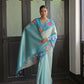 Vishnu Weaves Women's Firozi banarasi Silk Saree with Blouse - Swadesiicart