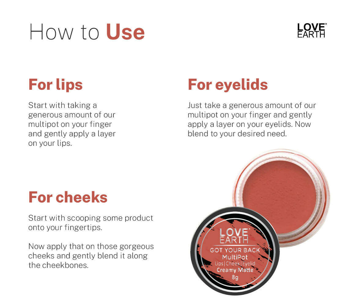 Love Earth Lip Tint & Cheek Tint Multipot-Got Your Back - Swadesiicart