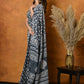 Very Much Indian Handblock Printed Cotton Saree With Natural Dyes - Black White | Swadesiicart