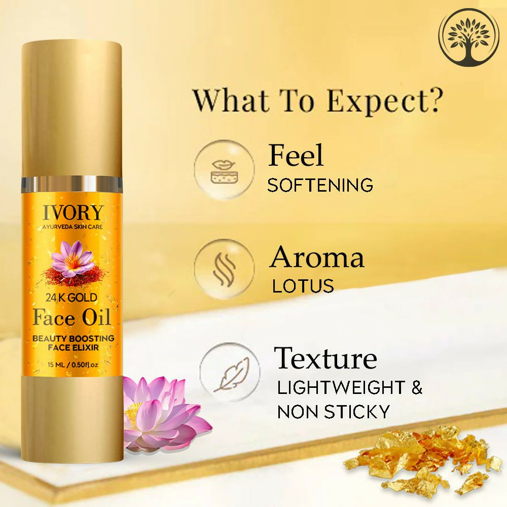 Ivory Natural 24K Gold Face Polish Oil For Luxurious Exfoliating And Rejuvenating Skincare | Swadesiicart