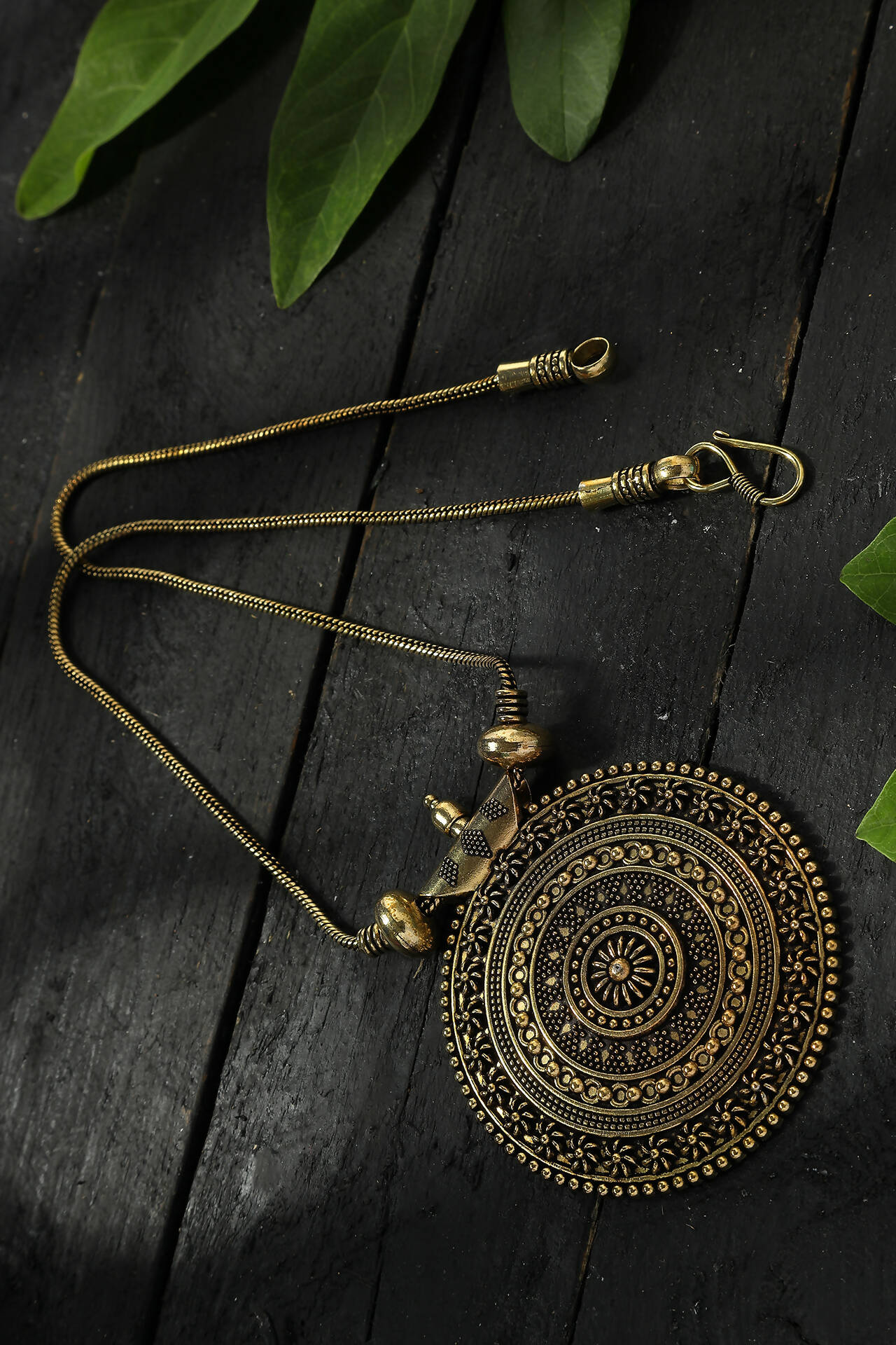 Mominos Fashion Johar Kamal Oxidised Gold-Polished Long Chain with Pendant For Women | Swadesiicart