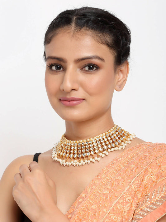 Kundan Pearl Choker - Ruby Raang | Swadesiicart