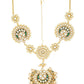 Gold-Polished White Kundan-Studded Pearl Beaded Matha Patti - Ruby Raang | Swadesiicart