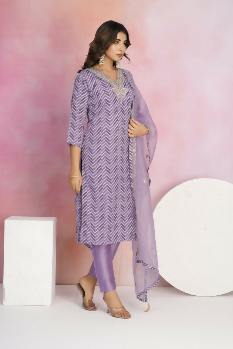 Ethnic Festive Wear Viscose Chanderi Purple Stitched Suit With Dupatta - Tanisha | Swadesiicart