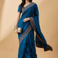 Blue Silk Blend Embroidered Saree with Unstitched Blouse - Vairagi