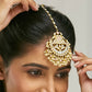 Nuyug 22K Gold-Plated Pearls & Pink Kundan Studded Statement Maang Tikka Head Jewellery | Swadesiicart