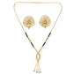 AanyaCentric Gold-Polished Short Mangalsutra Set with Earrings