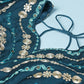 House of Panchhi Teal Pure Georgette Sequinse Work Lehenga & Blouse with Dupatta | Swadesiicart