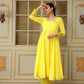 Pomcha Jaipur Yellow Saadgi Yellow Mirror Work Anarkali Set | Swadesiicart