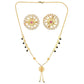 AanyaCentric Gold-Polished Short Mangalsutra Set with Earrings