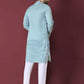 Anaita Sky Blue Solid Soft Jacquard Silk Straight Kurta
