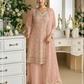 Anaita Peach Embroderied Faux Georgette Stitched Plazzo Suit