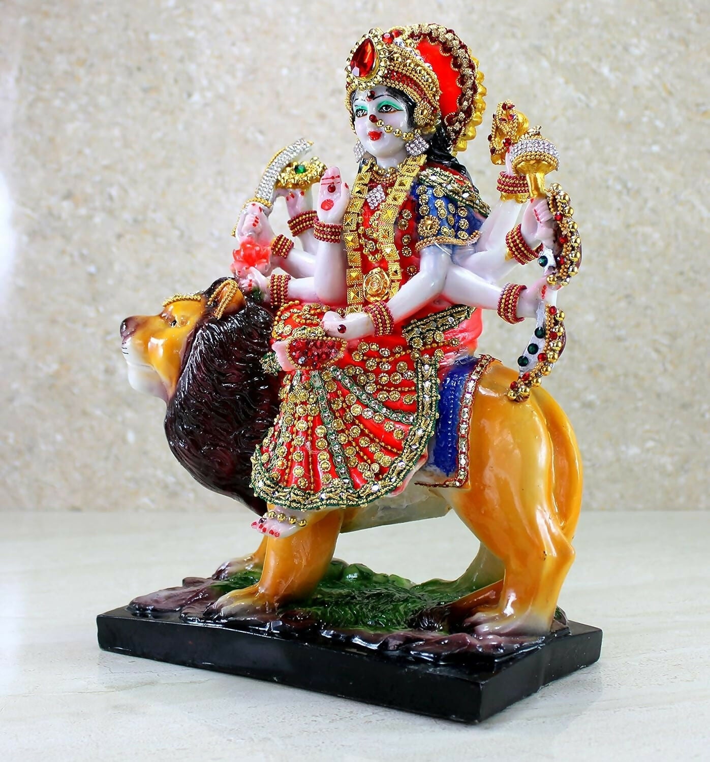 Esplanade Resin Maa Durga Mata Rani Sherawali Murti Idol - Swadesiicart