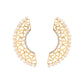 Nuyug 22K Gold-Plated Zircon Studded & Pearl Beaded Contemporary Shaped Statement Stud Earrings | Swadesiicart