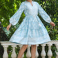 Juniper Women's Skyblue Rayon Floral Printed Short Tiered Dress | Swadesiicart