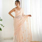 Attractive Looking Georgette Thread, Sequance Embroidery Work Party Wear Saree - Peach