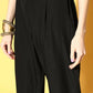 Ahalyaa Women Black Colour Georgette Gold Foil Printed Kurta Pant Set | Swadesiicart