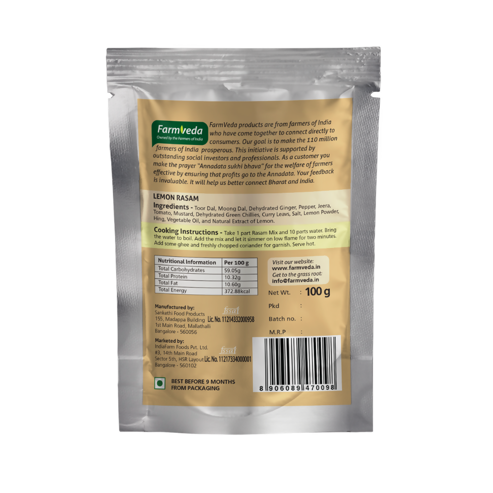 Farmveda Instant Mix- Lemon Rasam - Swadesiicart
